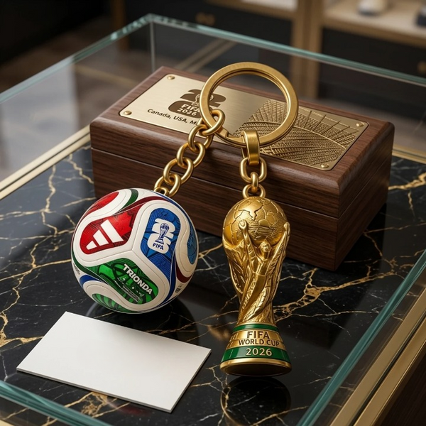 Football Keychain with Mini Gold Trophy